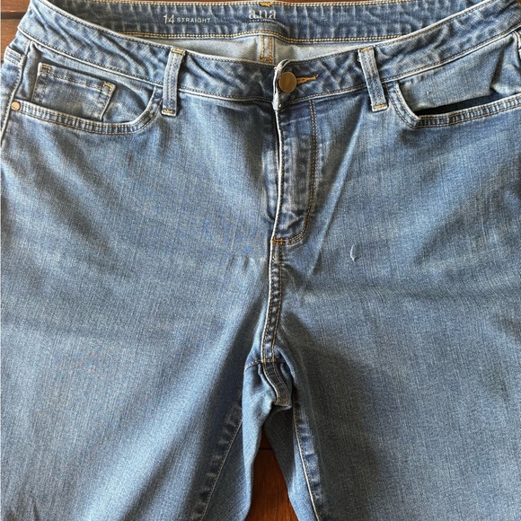 A.N.A Ripped Jeans Fringe Bottoms Sz 14 Straight Leg NWOT Soft Denim High Waist - Picture 3 of 7